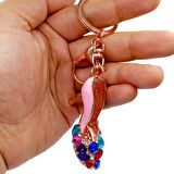 Kristal Taşlı Topuklu Ayakkabı Anahtarlık Pembe No.5