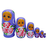 Ahşap Matruşka Bebek Altılı Set Mor