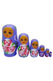 Ahşap Matruşka Bebek Altılı Set Mor