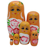 Ahşap Matruşka Bebek Altılı Set Turuncu