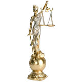 Themis Adalet Terazisi Heykeli ve Dünya Biblo Gold 24cm