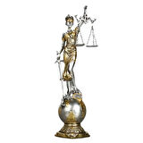 Themis Adalet Terazisi Heykeli ve Dünya Biblo Gümüş 24cm