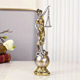 Themis Adalet Terazisi Heykeli ve Dünya Biblo Gümüş 24cm