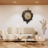 Duvar Saati Tavuskuşu Temalı Büyük Polyester Saat No.2 50 x 80 cm