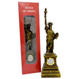 Metal Saatli Özgürlük Heykeli Gold Vintage Dekor USA 25cm