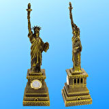 Metal Saatli Özgürlük Heykeli Gold Vintage Dekor USA 25cm
