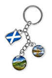 İskoçya Üçlü Epoksi Metal Çift Taraflı Damla Anahtarlık Scotland