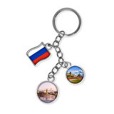 Rusya Üçlü Epoksi Metal Çift Taraflı Damla Anahtarlık Russia