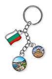Bulgaristan Üçlü Epoksi Metal Çift Taraflı Damla Anahtarlık Bulgaria