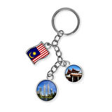 Malezya Üçlü Epoksi Metal Çift Taraflı Damla Anahtarlık Malaysia