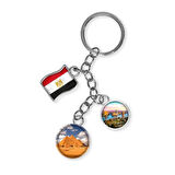 Mısır Üçlü Epoksi Metal Çift Taraflı Damla Anahtarlık Egypt