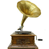 Gramofon Nostaljik Ahşap Gramofon Kare Oymalı 533 Plakçalar ASIG504SF