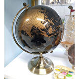 Gold Metal Kaideli Siyah Dünya Küresi 20 x 30 cm