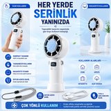Taşınabilir El Vantilatörü ve Masaüstü Fanı, 200 Kademeli Ayarlanabilir Hız, Dijital Ekranlı, Şarj Edilebilir Mini Fan, Çıkarılabilir Masaüstü Standlı, Sessiz Güçlü Soğutucu Fan
