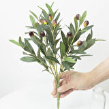 Yapay Zeytin 40cm 5 Dallı 10 Meyveli Demet Yapay Çiçek Artificial Olive