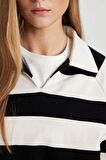 DeFacto Crop Polo Yaka Çizgili Kalın Sweatshirt C4584AX24SMBK81