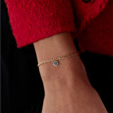 Siyah Mineli Kalp Charm Bileklik