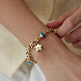 Mineli Kilit Yıldız Charm Bileklik