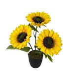 Yapay Çiçek Siyah Saksıda Ay Çiçeği 3Kafa 38cm 