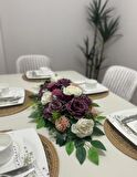 Yapay Çiçek Yemek Masası Çiçeği Mor Pastel Şakayık Gül Yapay Masa Çiçeği