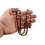 Özel Seri İmzalı Sistem Püsküllü 12x9 mm Kapsül Kesim Ateş Kehribar Tesbih 