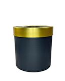 Dekoratif Siyah Vazo Gold Kemerli 26*24 Paslanmaz Aleminyum Malzeme 