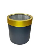 Dekoratif Siyah Vazo Gold Kemerli 26*24 Paslanmaz Aleminyum Malzeme 