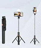 K9 Led Işıklı Bluetooth 170cm Tripod + Selfie Çubuğu 3in1 Çok Amaçlı Video ve Fotoğraf Çekim Tripodu