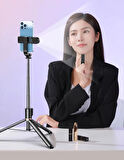 K9 Led Işıklı Bluetooth 170cm Tripod + Selfie Çubuğu 3in1 Çok Amaçlı Video ve Fotoğraf Çekim Tripodu