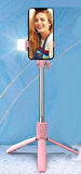 Led Işıklı Selfie Çubuğu Bluetooth Kumandalı Kablosuz Tripot Selfie Monopod Selfie Stick (PEMBE)