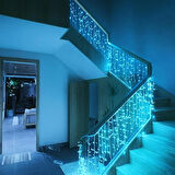 Turkuaz Dekoratif Saçak Perde Led Aydınlatma İç/Dış Mekan 20 Metre Birbirine Eklenebilir 220V 8 Animasyonlu