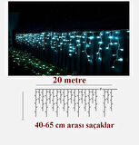 Turkuaz Dekoratif Saçak Perde Led Aydınlatma İç/Dış Mekan 20 Metre Birbirine Eklenebilir 220V 8 Animasyonlu