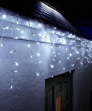 Beyaz Dekoratif Saçak Perde Led Aydınlatma İç/Dış Mekan 20 Metre Birbirine Eklenebilir 220V 8 Animasyonlu