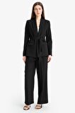 DeFacto Regular Fit Kuşaklı Basic Düz Blazer Ceket E7346AX25SPBK81