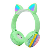  CXT-950 RGB Led Işıklı Kedi Kulağı Band Tasarımı Ayarlanabilir Katlanabilir Kulak Üstü Bluetooth Kulaklık