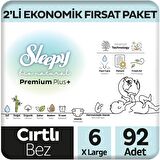 Sleepy Bio Natural Premium Plus 2'li Ekonomik Fırsat Paketi Bebek Bezi 6 Numara Xlarge 92 Adet