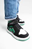 mnpc Unisex Çocuk Siyah-Yeşil Hakiki Deri Anatomik Sneakers Bot
