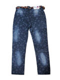 Pıtırık P01197 Çocuk Kız Çiçekli Baskılı Kot Pantolon