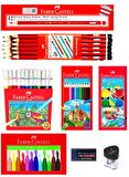 Faber-Castell Mercanlı Kurşun Kalem Kırmızı Kalem Ve 12 Li Kuru Sulu Keçeli Pastel Boya