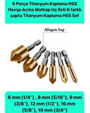 6 Parça Premium Titanyum Kaplama Bits Uçlu Kırılmaz A Kalite Paslanmaz Havşa Açma Matkap Uç Seti