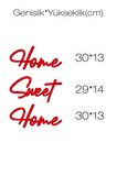 Kırmızı Home Sweet Home Yazısı Duvar Tablosu Ahşap Tablo Kapı Süsü