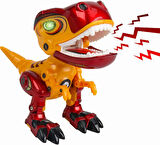 Oyuncak Sesli ve Işıklı Hareketli Eklemli Metal Parçalı Ağzı Oynayan T-Rex Dinozor Hayvan Figür Kırmızı