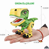 Oyuncak Sesli ve Işıklı Hareketli Eklemli Metal Parçalı Ağzı Oynayan T-Rex Dinozor Hayvan Figür Kırmızı