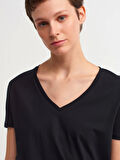 Yaka Basic T-Shirt-Siyah