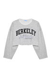 Baskı Detaylı Sweatshirt Gri Melanj