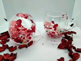 Isıya Dayanıklı Çift Çidarlı Flower Cup Çiçekli Kupa (Pembe & Kırmızı)
