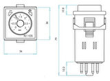 emas RZ1A2C12S-2 RZ1 Serisi 8 Pin'li 24VAC/DC 1CO+1NO 5A (rezistif) 0,1sn-12sn Analog Zaman Elektronik Röle