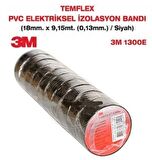 3M Elektrik Bandı Temflex 1300E Siyah 10 Adet