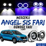 Dacia Lodgy 2012-2022 Uyumlu Üniversal Mercekli Angel Sis Farı Metal Su Geçirmez 76 mm Mavi Halkalı Gündüz Farı Angel Eyes 2 Adet