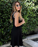 Kadın Sıfır Kollu Yaka Ve Etek Ucu Ribana Detaylı  Kiloş Viskon Iki Iplik Elbise